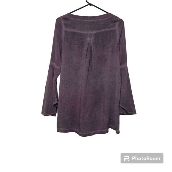 Rock And Republic Shirt Women's XS Purple Bell Sleeve Lace Up V Neck - Picture 5 of 5